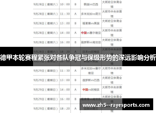 德甲本轮赛程紧张对各队争冠与保级形势的深远影响分析 德甲本轮赛程紧张对各队争冠与保级形势的深远影响分析